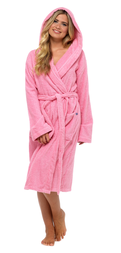 Womens Pure 100% Cotton Luxury Towelling Bath Robes Dressing Gowns Size UK 6-16