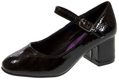 Girls Faux Leather Low Block Heel Party Shoes Mary Jane Kids Wedding Prom Size