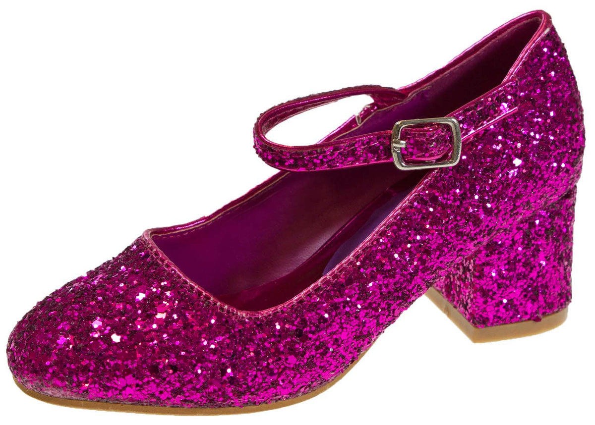 Girls Faux Leather Low Block Heel Party Shoes Mary Jane Kids Wedding Prom Size
