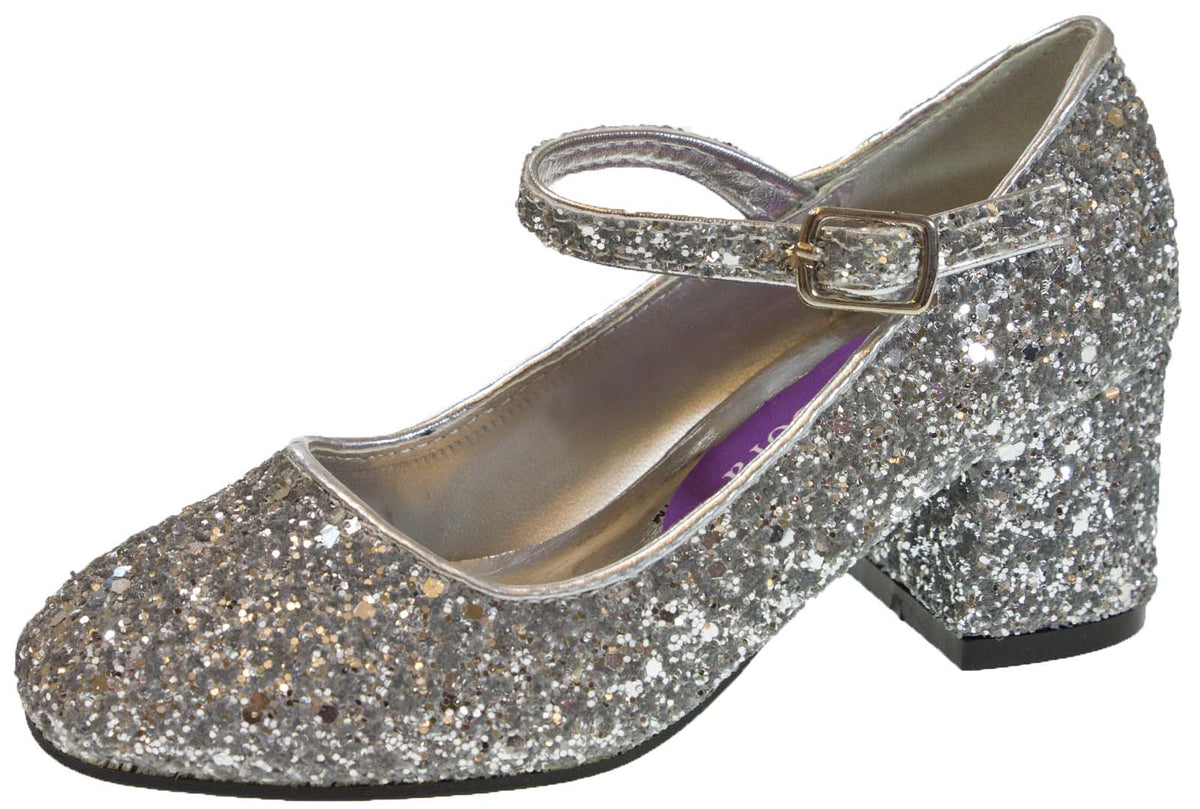 Girls Faux Leather Low Block Heel Party Shoes Mary Jane Kids Wedding Prom Size