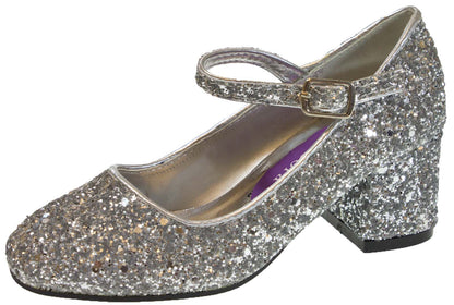 Girls Faux Leather Low Block Heel Party Shoes Mary Jane Kids Wedding Prom Size