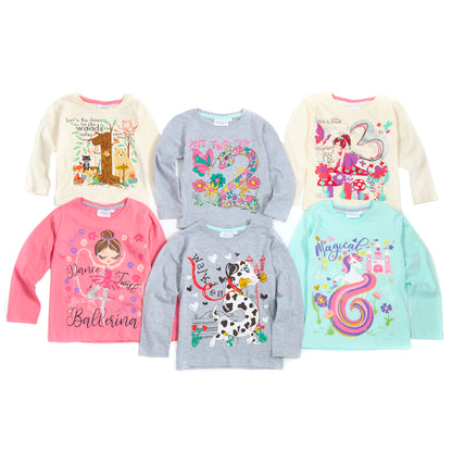 Girls Novelty Birthday Age Long Sleeve T-Shirt Kids 100% Cotton I Am Age Top Tee