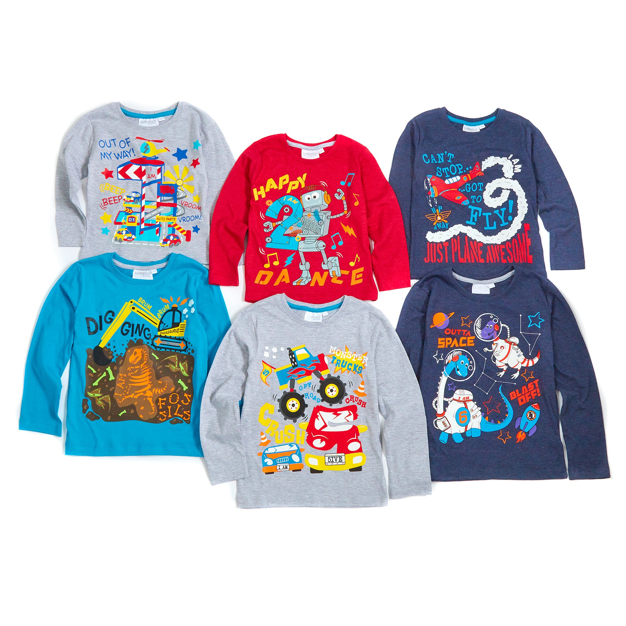 Boys Novelty Birthday Age Long Sleeve T-Shirt Kids 100% Cotton I Am Age Top Tee