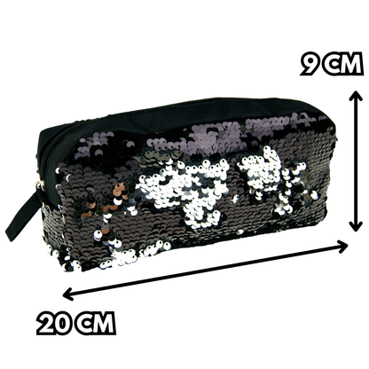 Reversible Glitter Sequin Pencil Case Kids Metallic School Stationary Gift Girls