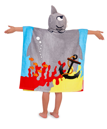 Boys Girls Novelty Character Hooded Towel Poncho Swim Beach Bath 100% Cotton