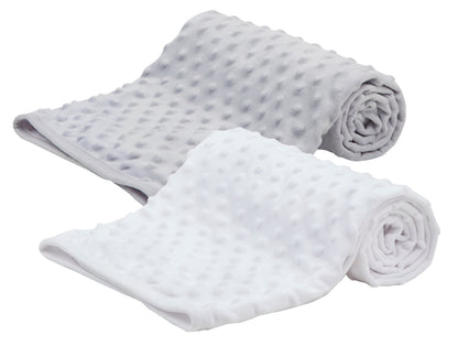Newborn Boys Girls Baby Blanket 2 Pack Luxury Bubble Fleece Wrap Grey + White