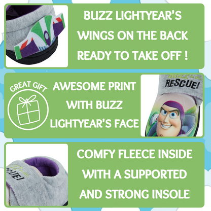 Disney Toy Story Buzz Lightyear Slippers Boys Comfort Easy Fasten House Shoes