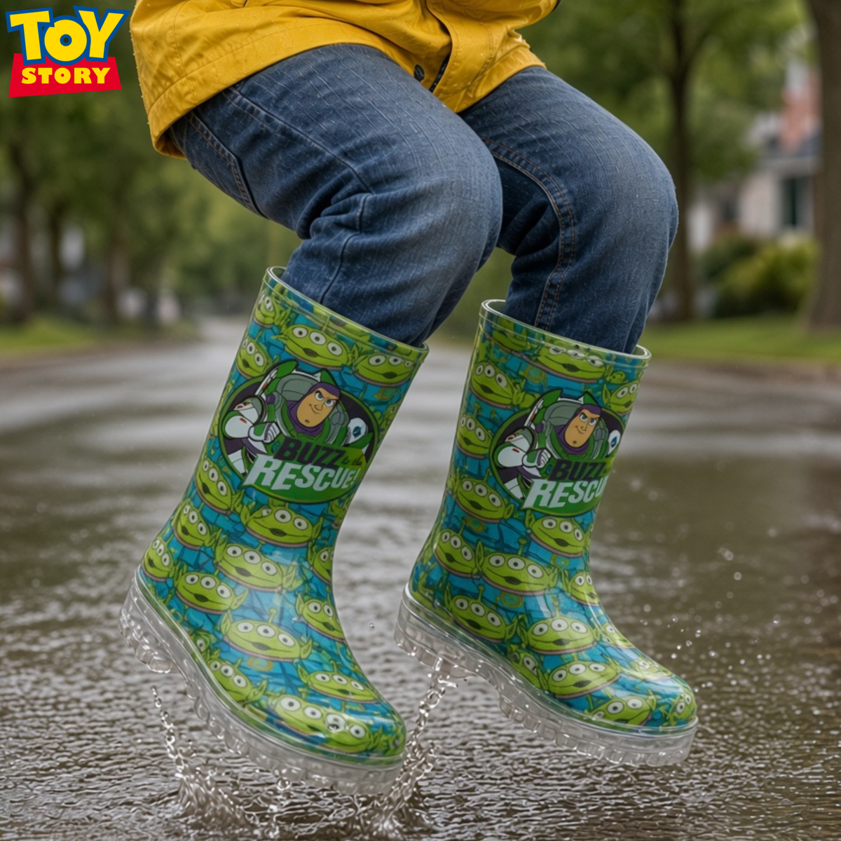 Disney Toy Story Light Up Wellington Boots Kids Buzz Aliens Rain Snow Wellies