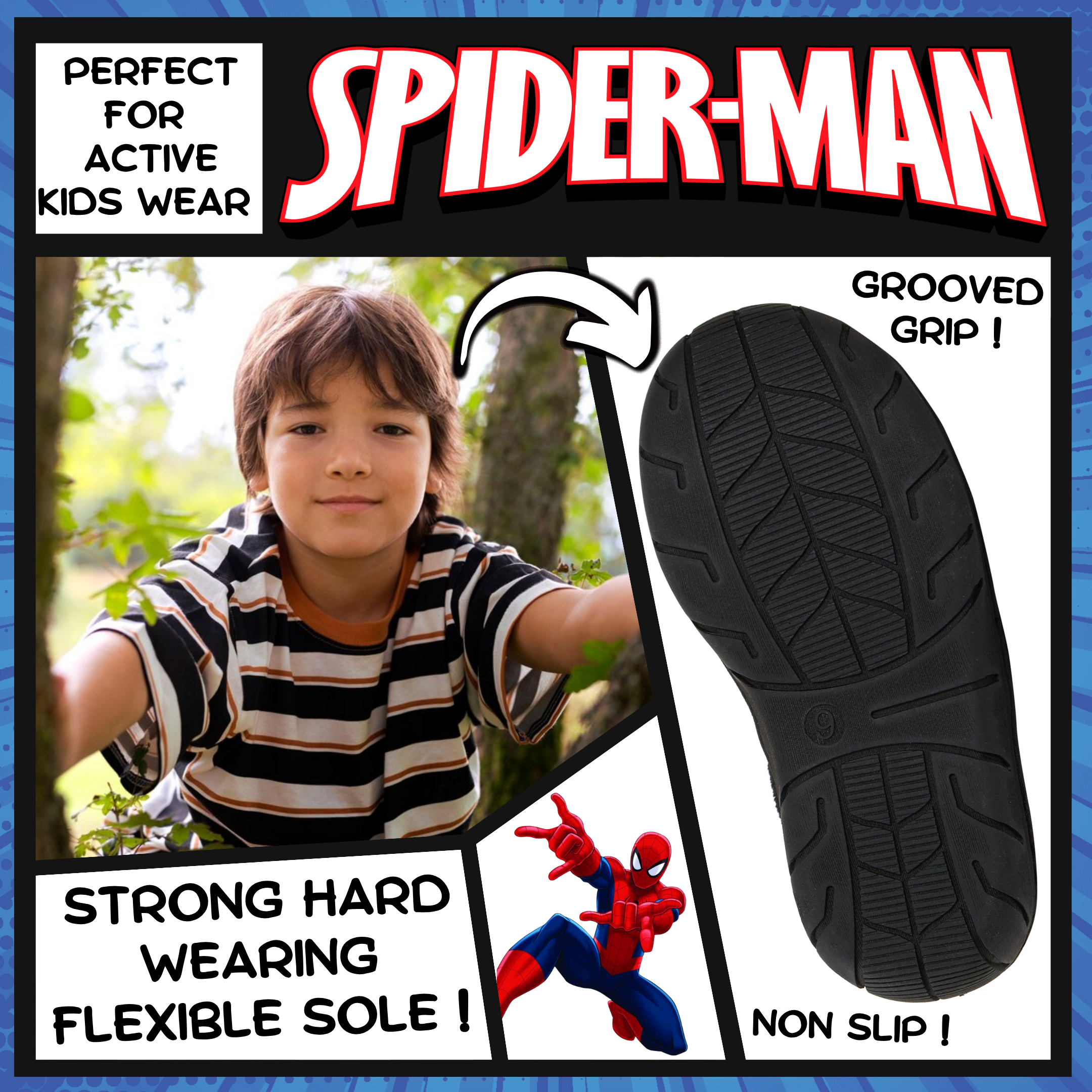 Boys Spiderman Light Up Flashing Slippers Kids Marvel Mule Nursery House Shoes