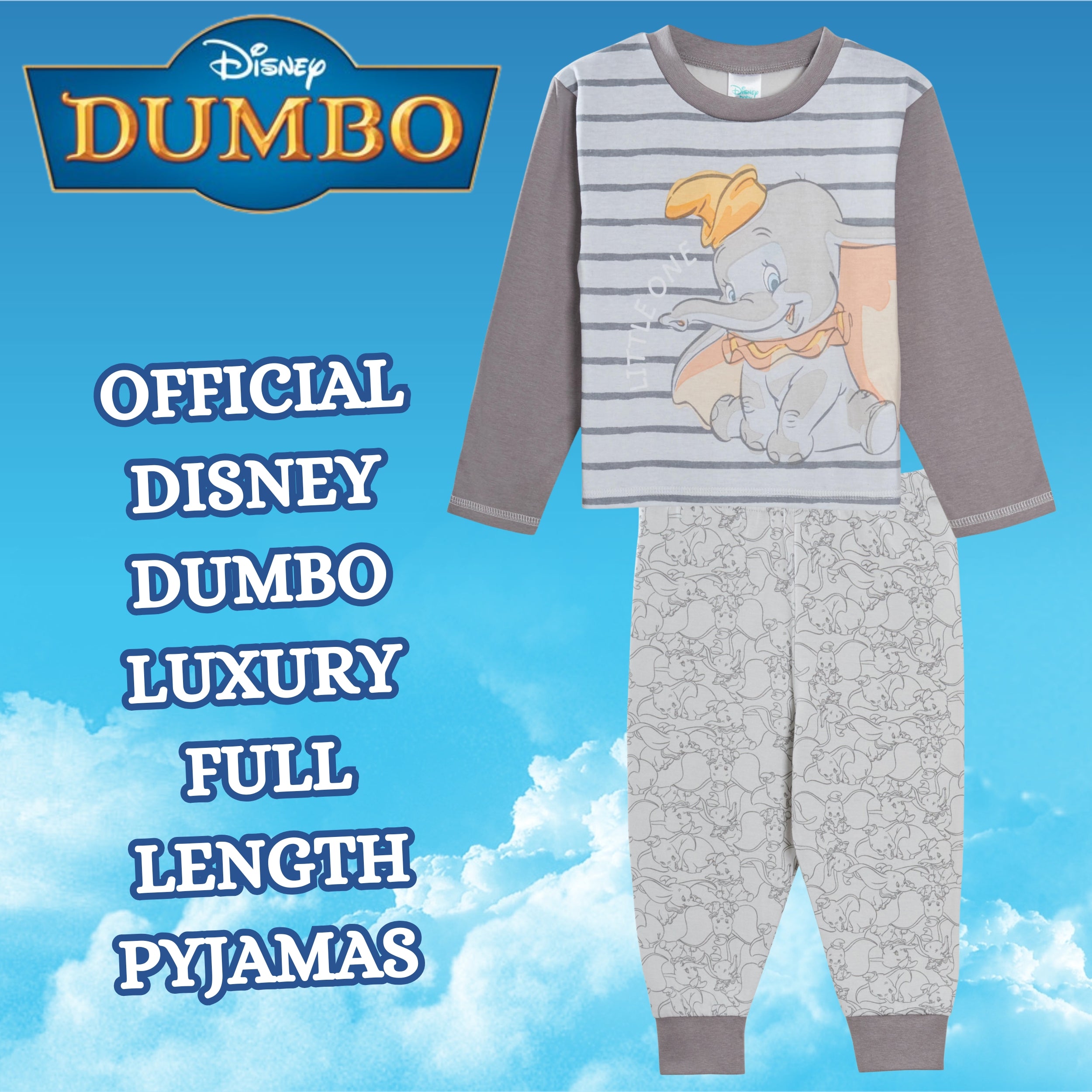Disney Dumbo Toddler Pyjamas Boys Girls Unisex Character Pjs Nightwear Size