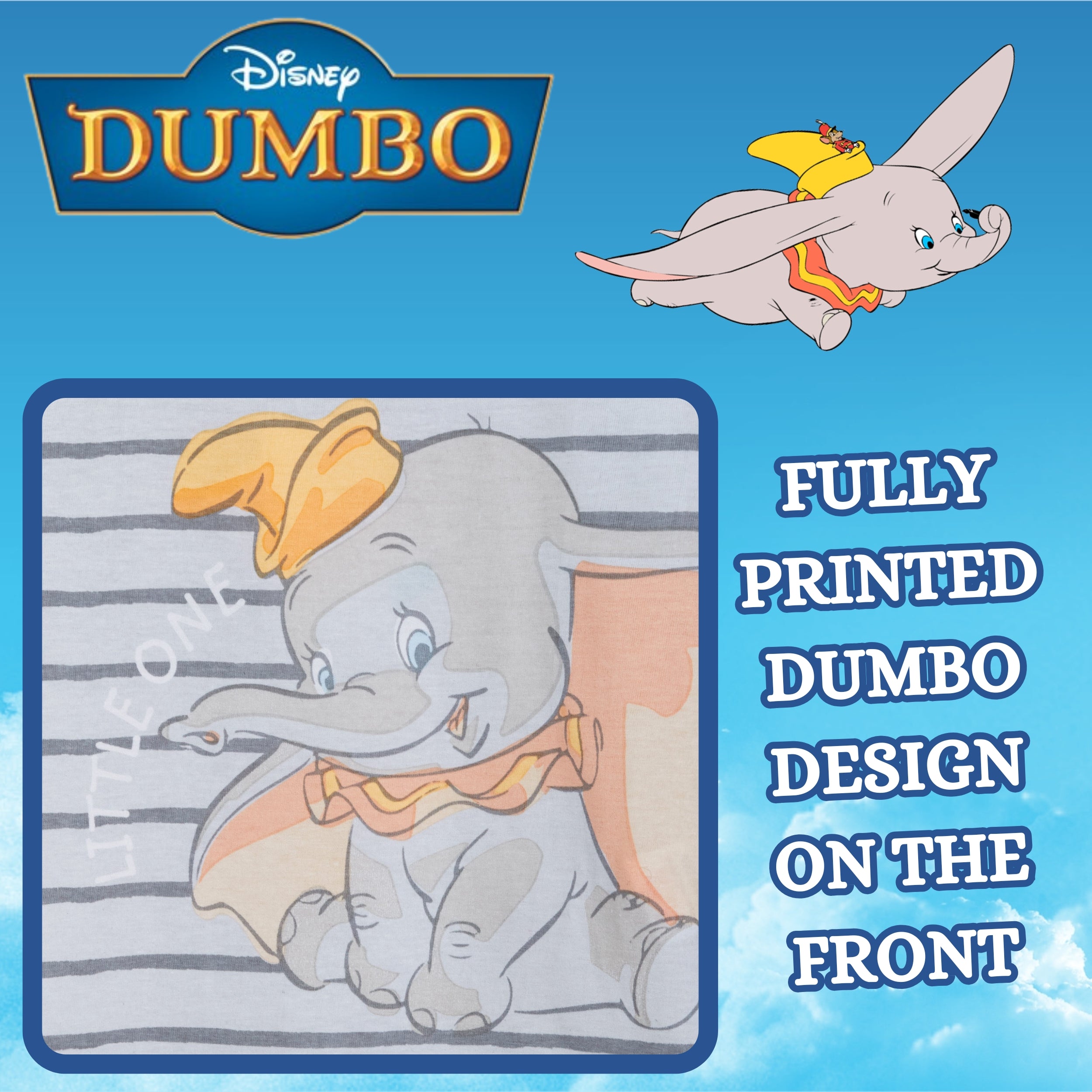 Disney Dumbo Toddler Pyjamas Boys Girls Unisex Character Pjs Nightwear Size