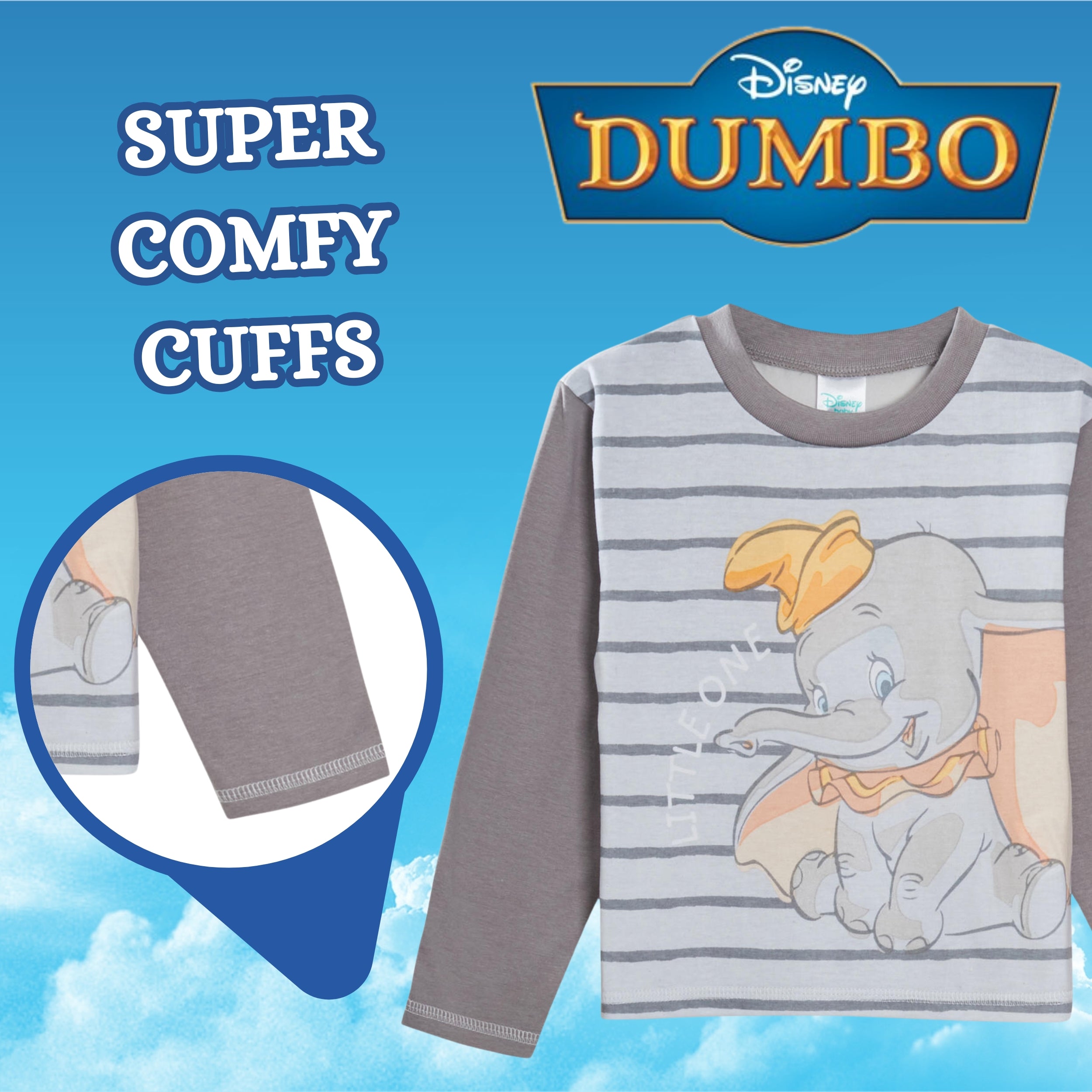 Disney Dumbo Toddler Pyjamas Boys Girls Unisex Character Pjs Nightwear Size