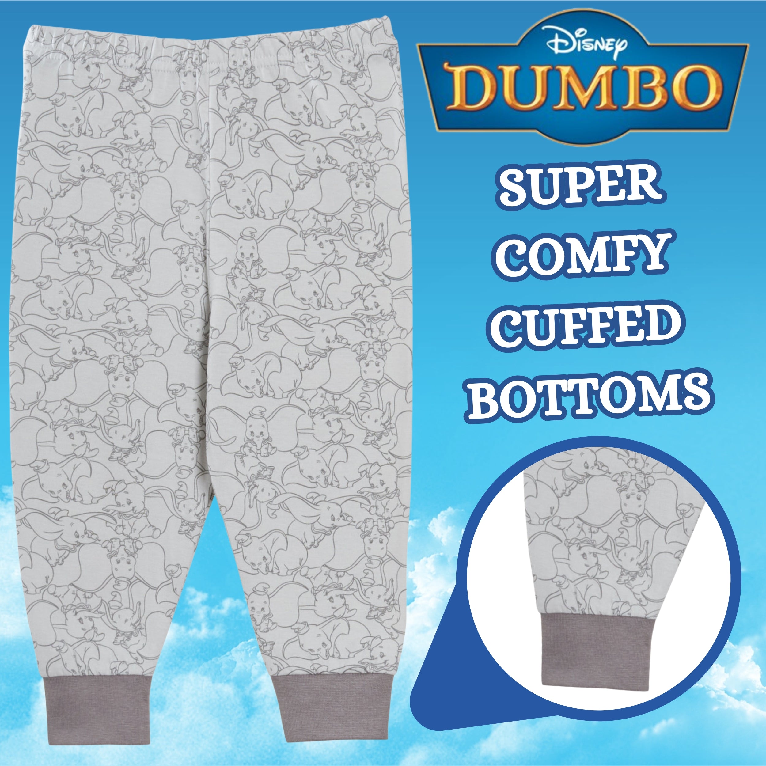 Disney Dumbo Toddler Pyjamas Boys Girls Unisex Character Pjs Nightwear Size