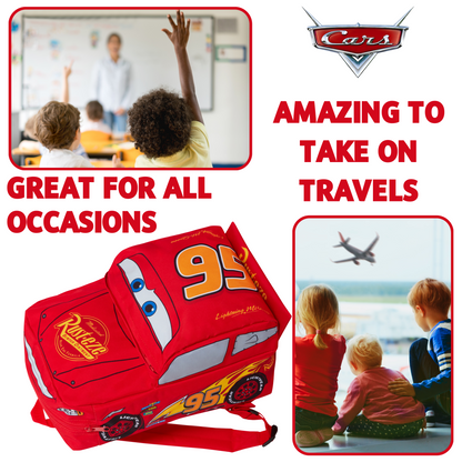 Disney Cars Boys 3D Backpack Kids Lightning McQueen School Lunch Bag Rucksack Red 95
