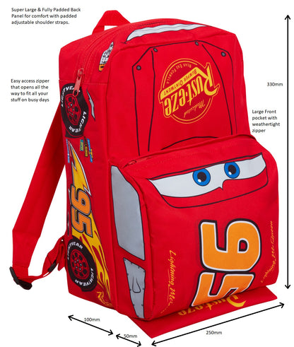 Disney Cars Boys 3D Backpack Kids Lightning McQueen School Lunch Bag Rucksack Red 95