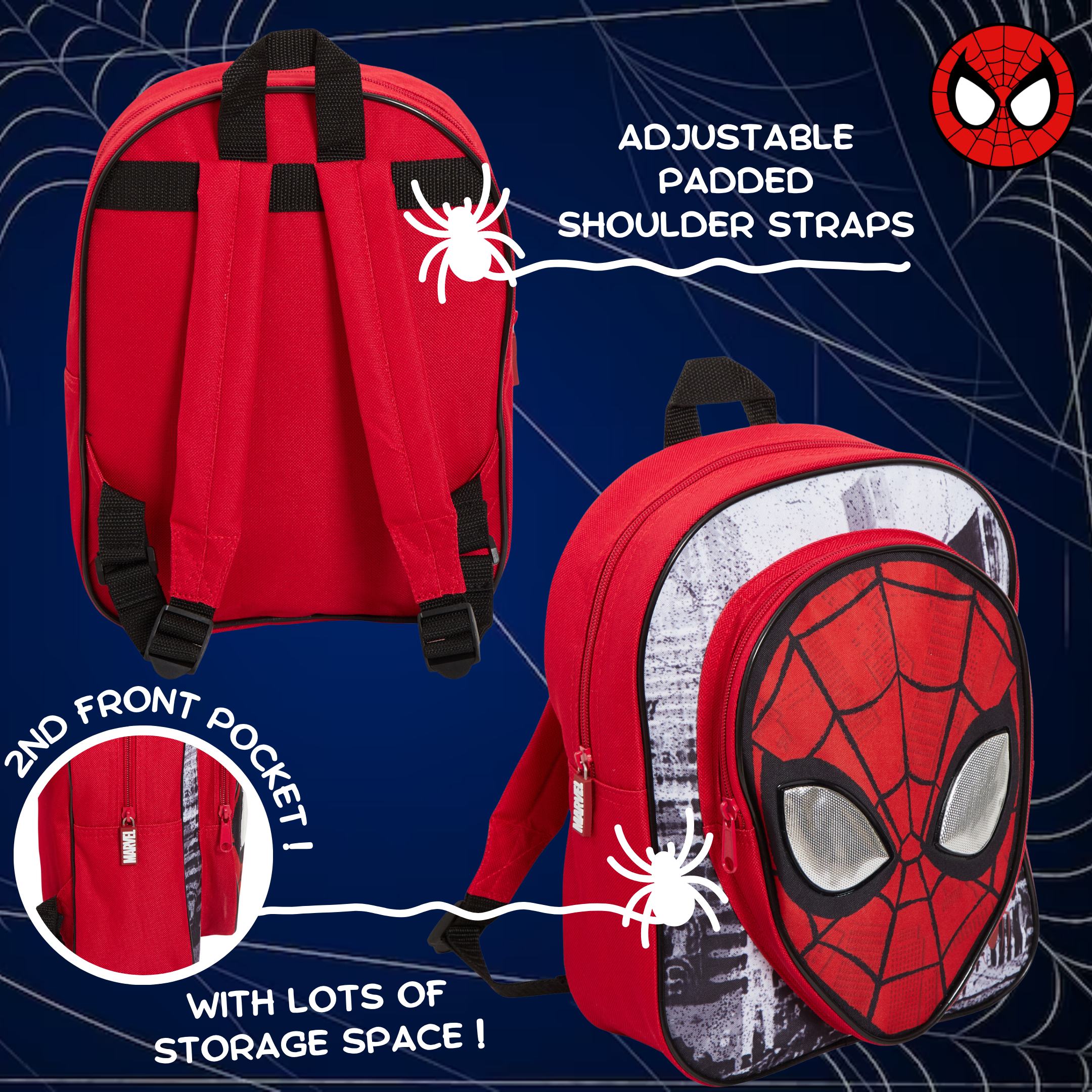 Boys Marvel Spiderman Backpack Kids Avengers School Travel Rucksack Lunch Bag