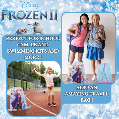 Girls Disney Frozen 2 Drawstring Gym Bag Elsa Anna Olaf Swimming Bag Backpack