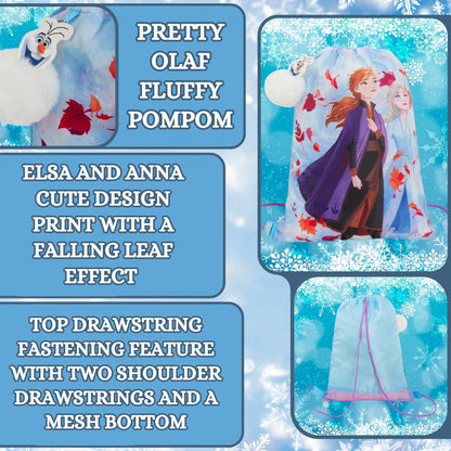 Girls Disney Frozen 2 Drawstring Gym Bag Elsa Anna Olaf Swimming Bag Backpack