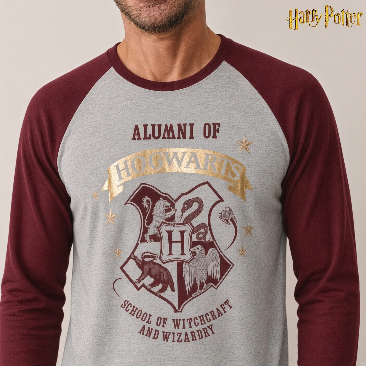 Mens Harry Potter Pyjamas Alumni Hogwarts PJs Gryffindor T-Shirt + Lounge Pants