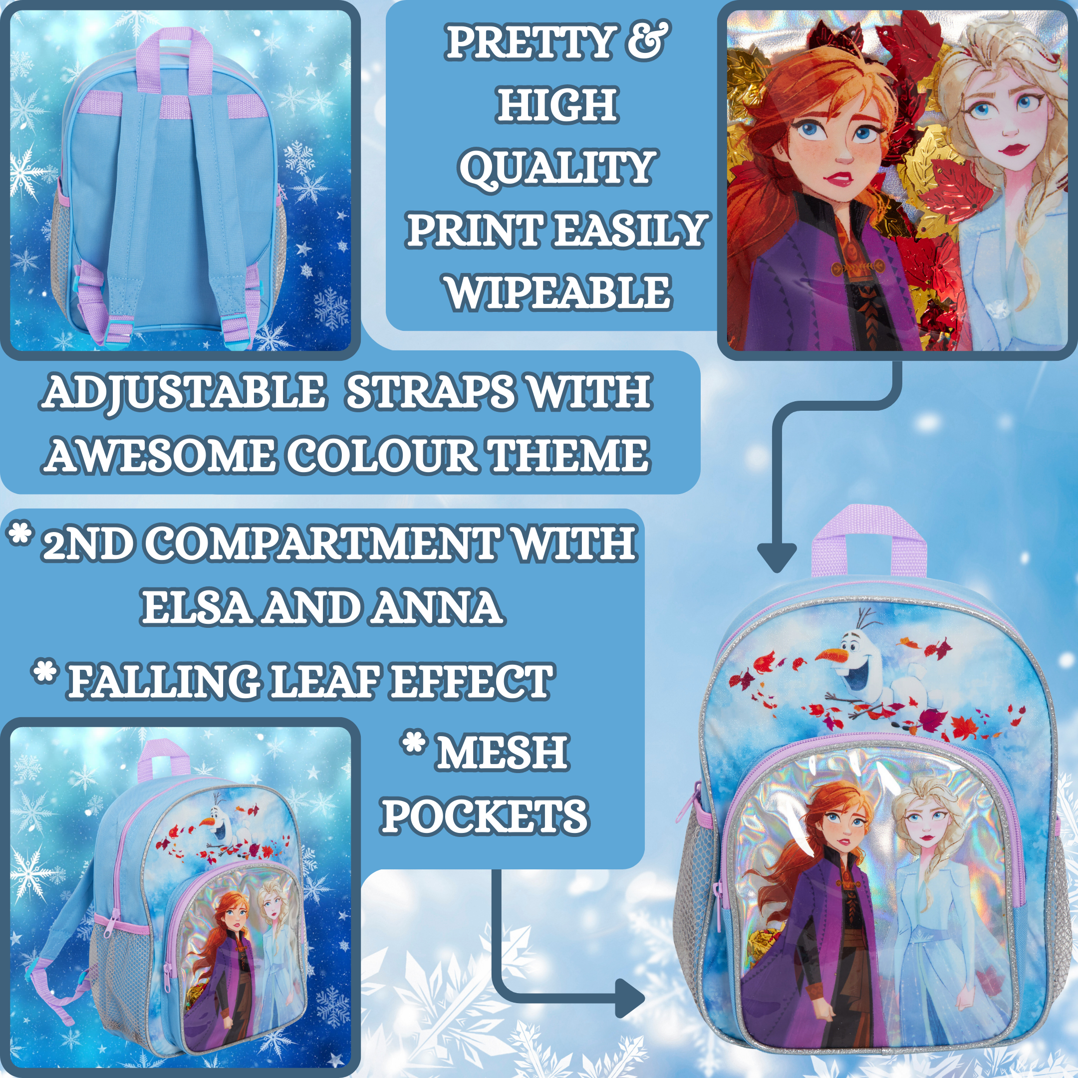 Disney Frozen 2 Girls Backpack Kids Elsa Anna School Nursery Rucksack Lunch Bag