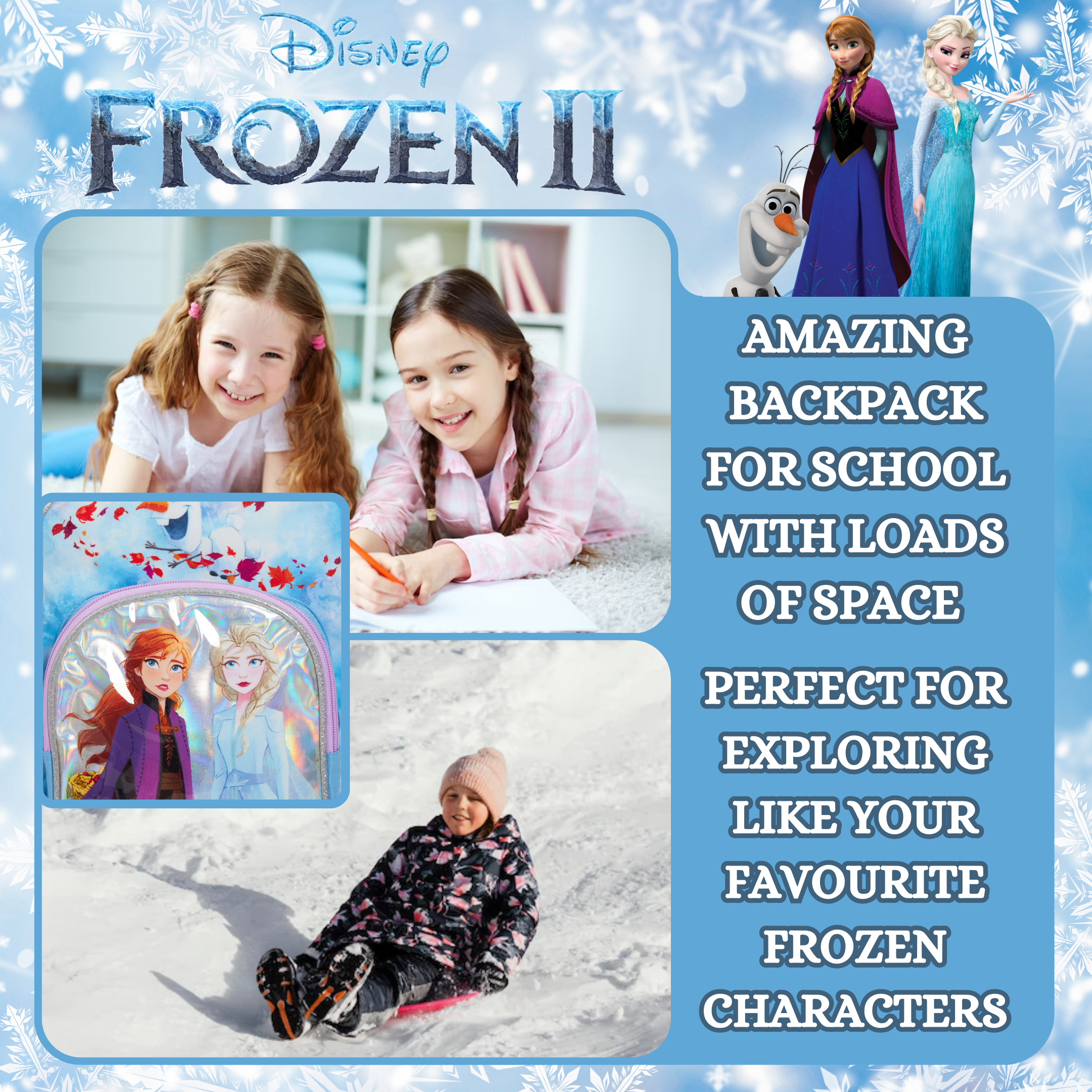 Disney Frozen 2 Girls Backpack Kids Elsa Anna School Nursery Rucksack Lunch Bag