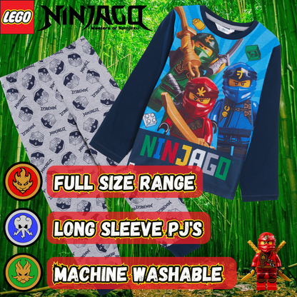 Boys Lego Ninjago Pyjamas For Kids Full Length Pjs Set T-Shirt + Loungepants Set