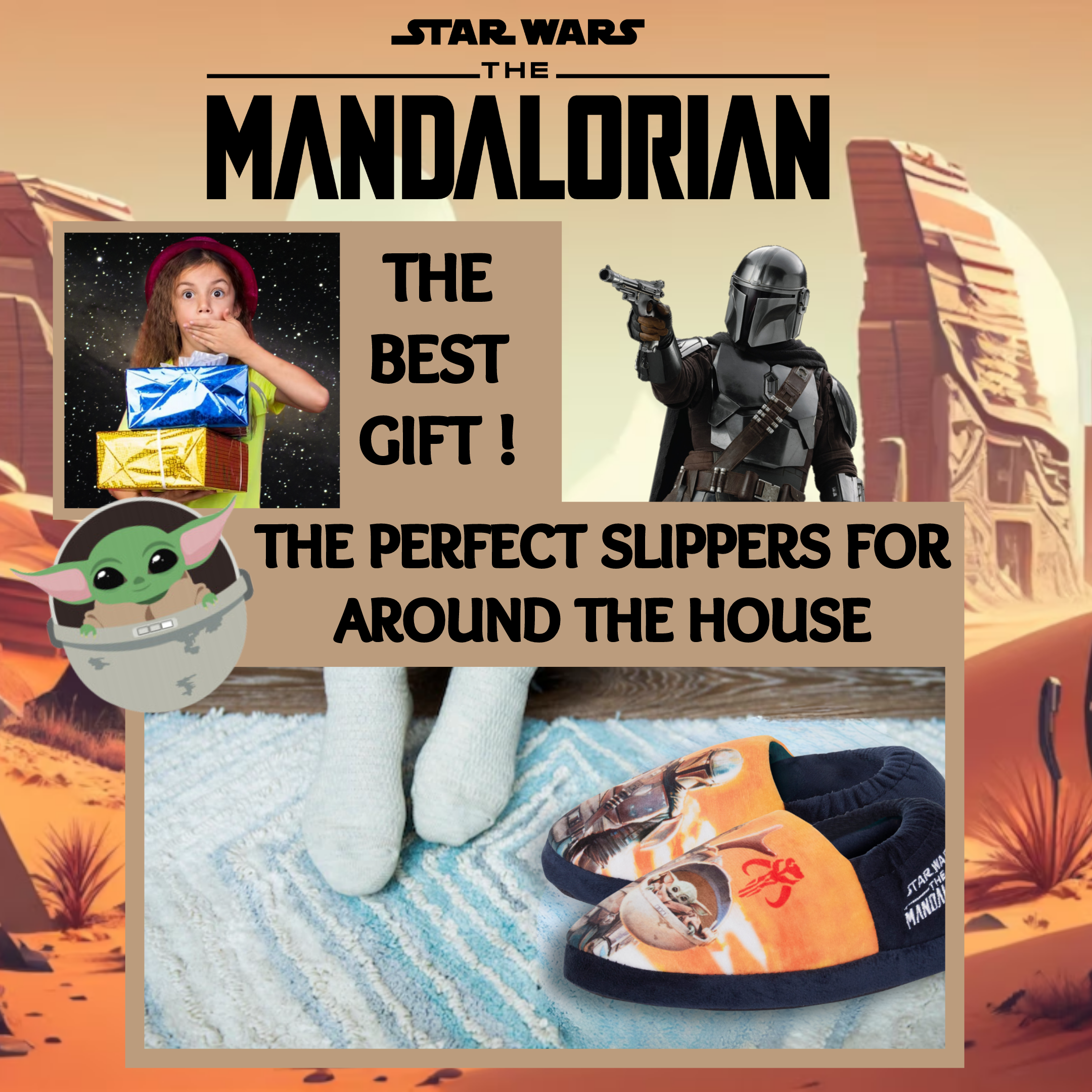 Boys Mandalorian Slippers Kids Star Wars Baby Yoda The Child Mules House Shoes
