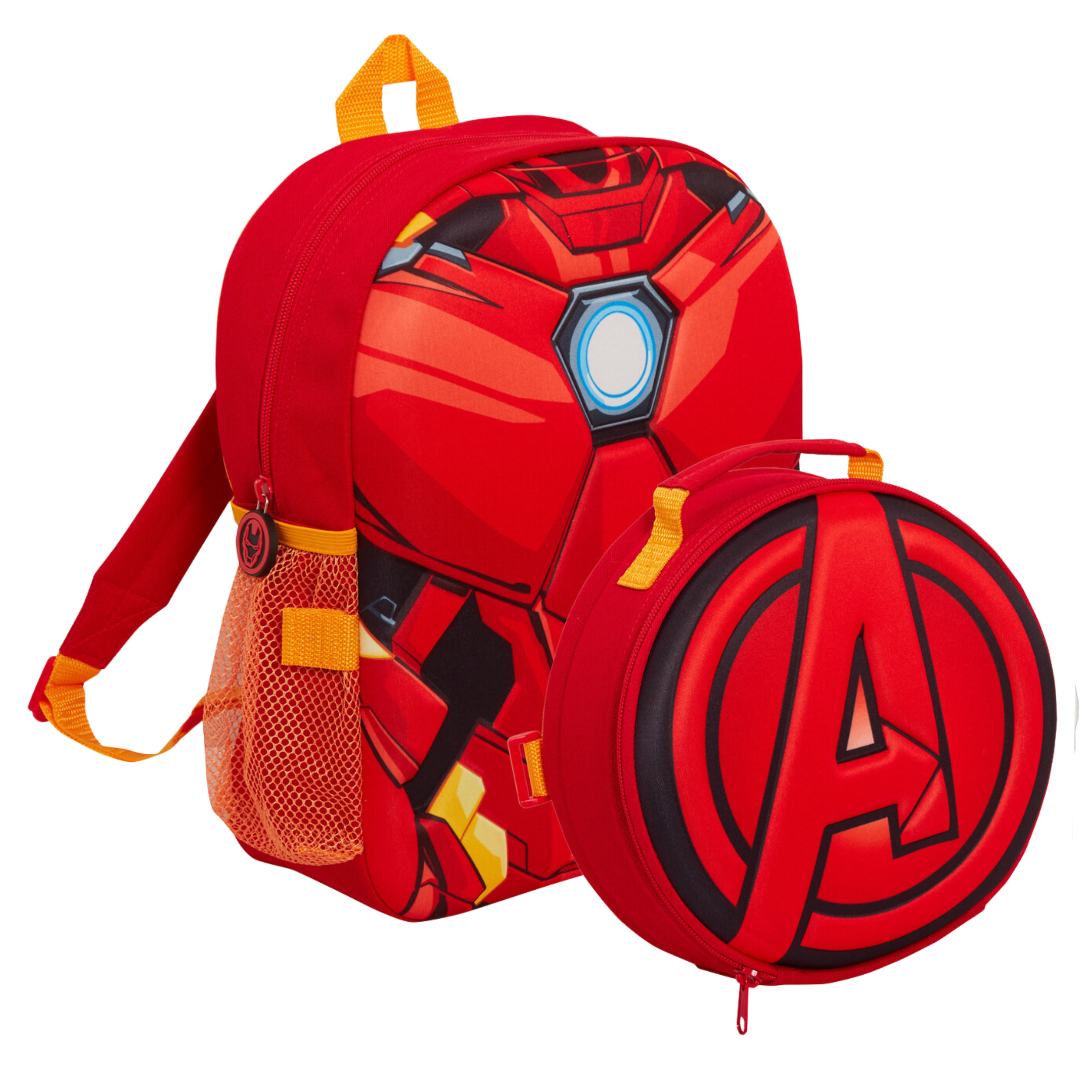 Boys Marvel Iron Man Backpack + Lunch Bag Water Bottle Holder Matching 2 Pc Set