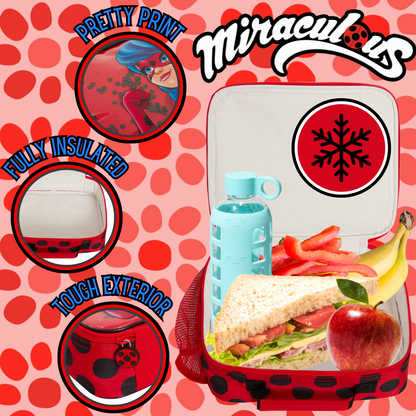 Miraculous Lunch Bag Girls Red Ladybug Sequins School Cooler Lunch Box for Kids