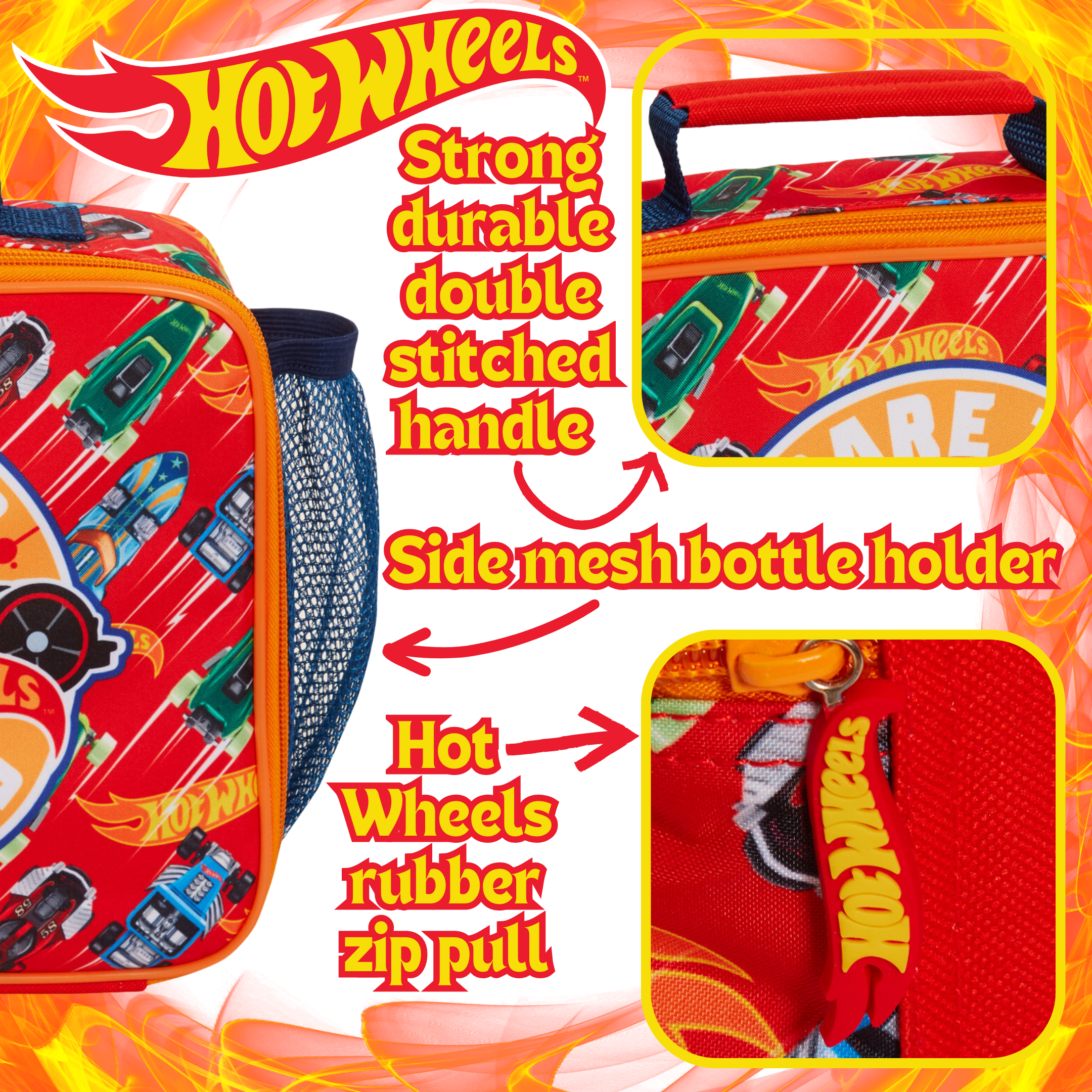 Hot Wheels Lunch Bag Toy Cars Insulated Lunch Box for Kids School Cooler Bag
