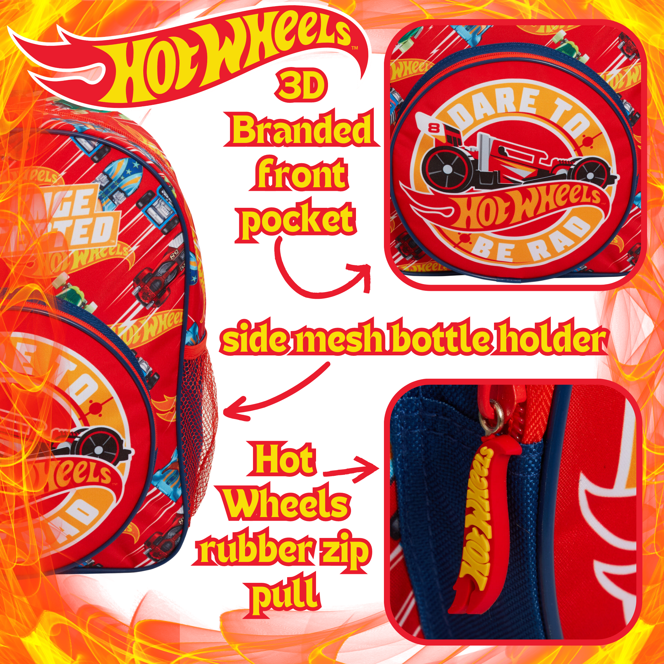 Hot Wheels Backpack Toy Cars Bag for Kids Travel Sports Back to School Rucksack