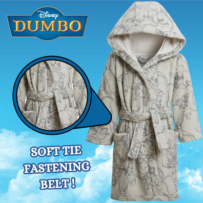 Disney Dumbo Baby Boys Baby Girls Dressing Gown Unisex Grey Elephant Bath Robe