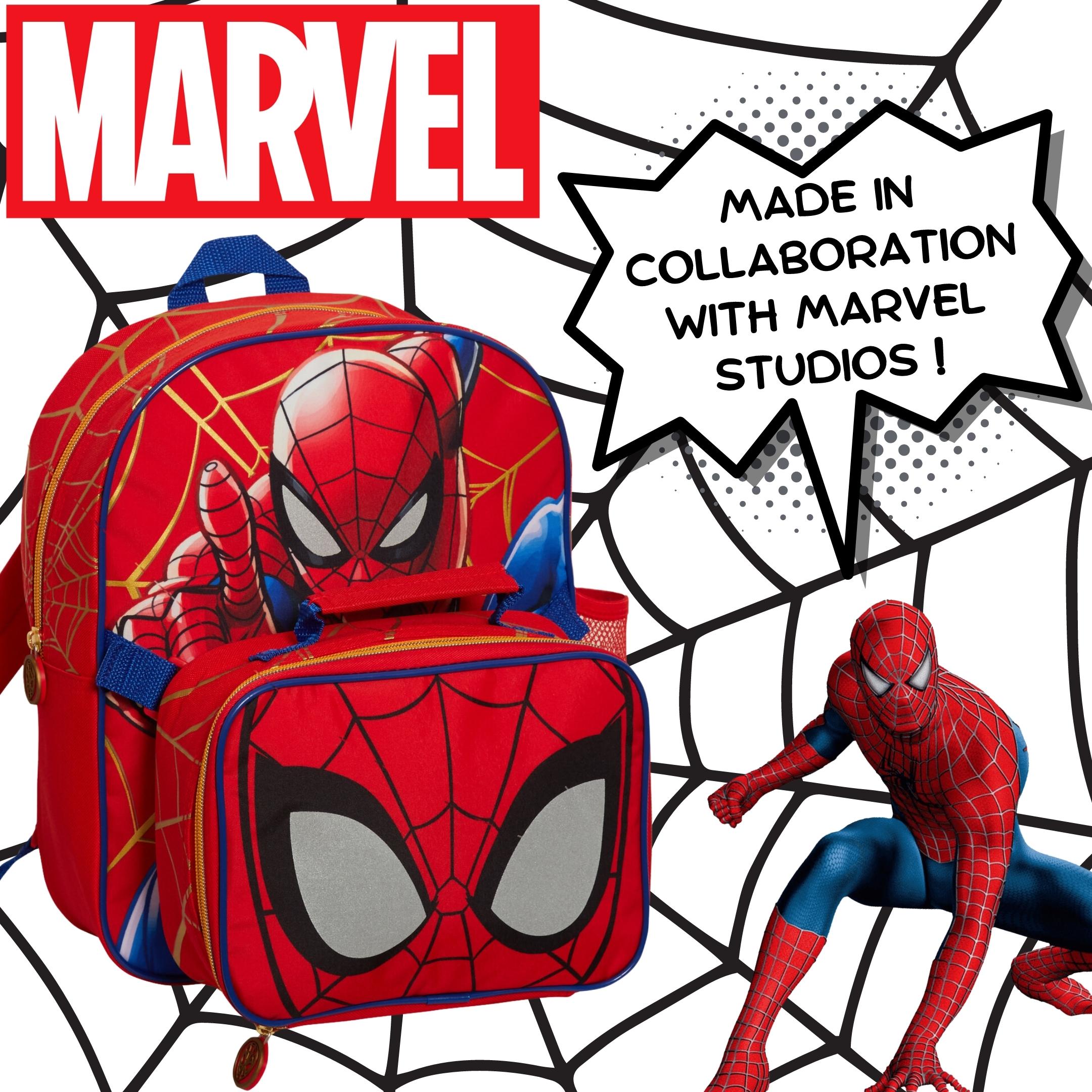 Spiderman Backpack With Cool Lunch Bag Bottle Holder School Matching 2 Piece Set