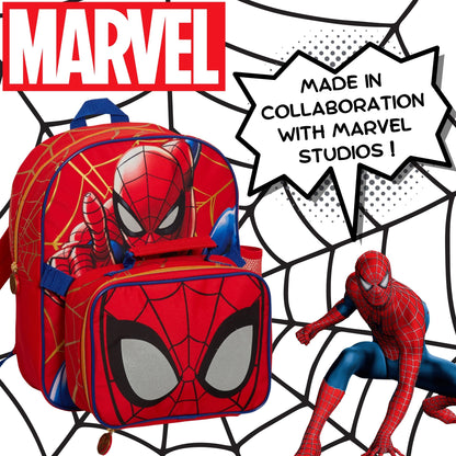 Spiderman Backpack With Cool Lunch Bag Bottle Holder School Matching 2 Piece Set