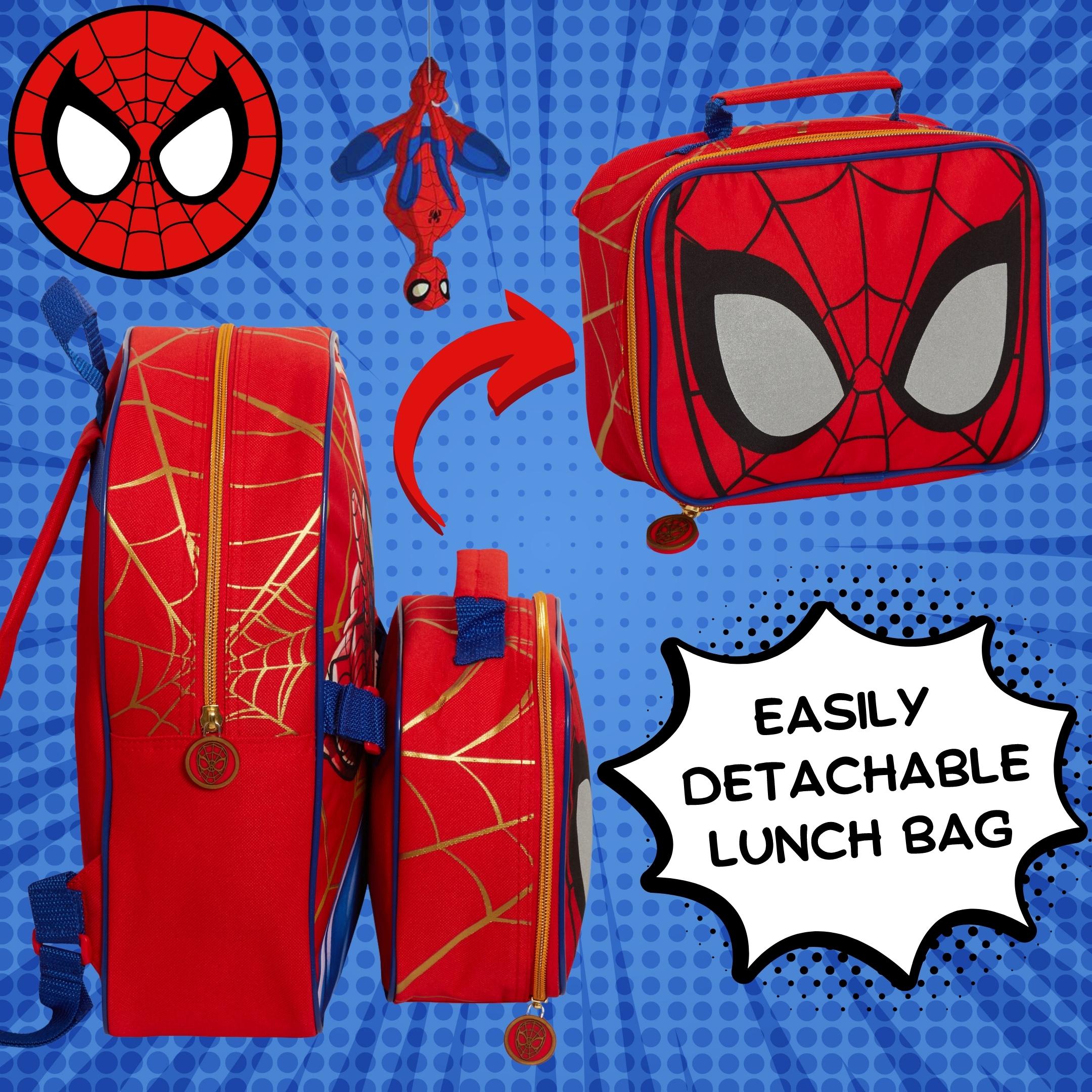 Spiderman Backpack With Cool Lunch Bag Bottle Holder School Matching 2 Piece Set