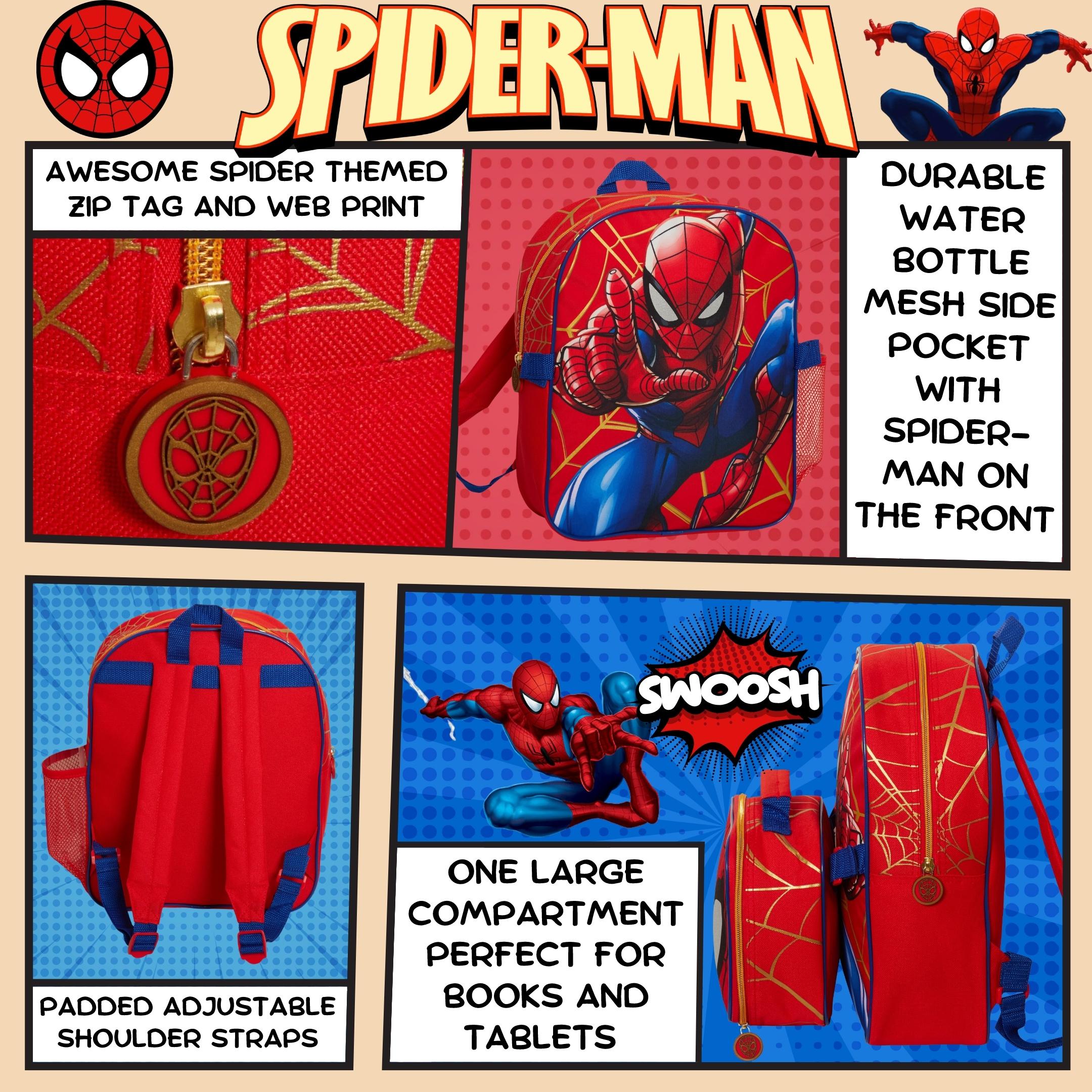 Spiderman Backpack With Cool Lunch Bag Bottle Holder School Matching 2 Piece Set