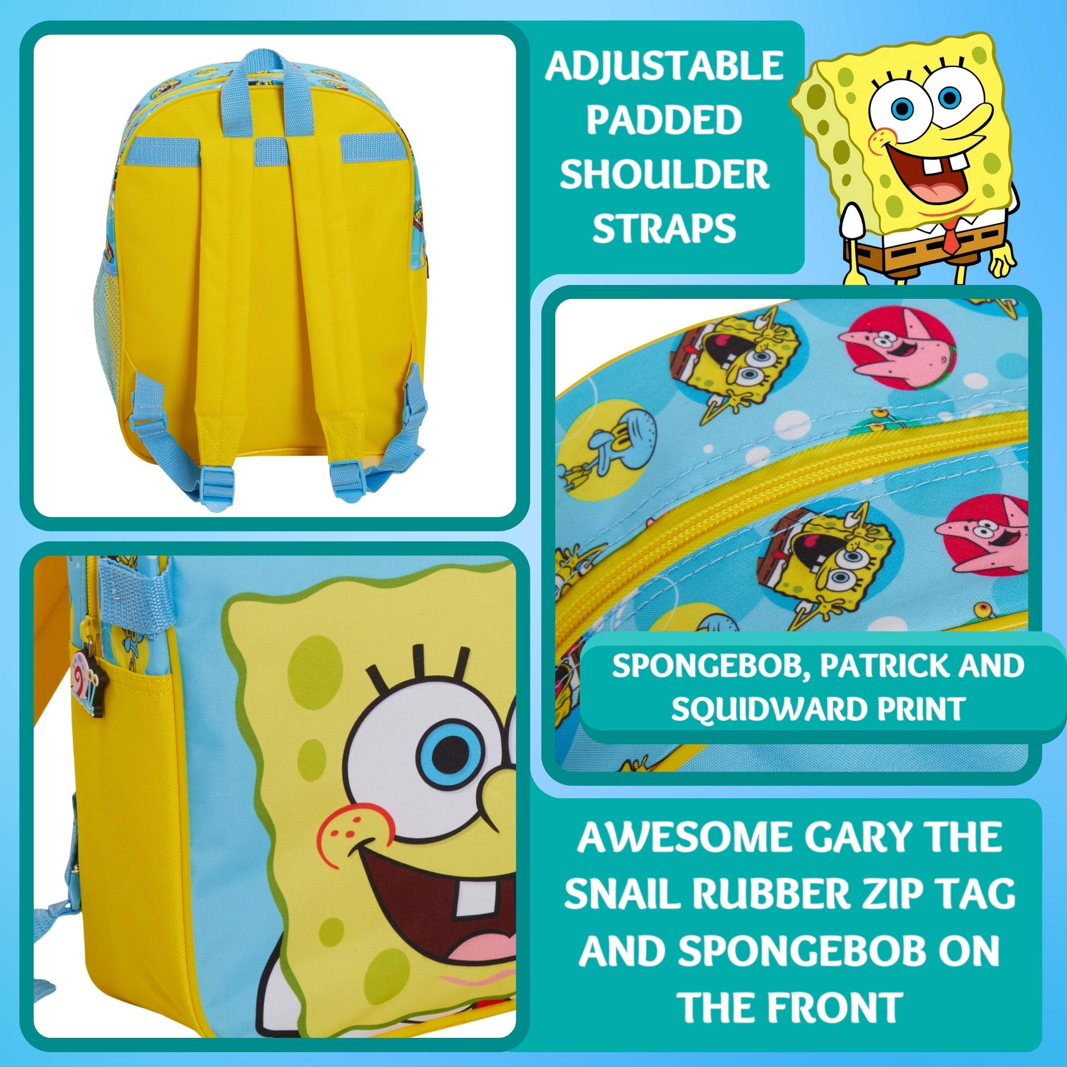 SpongeBob SquarePants Backpack + Detachable Lunch Bag Boys Girls School Rucksack