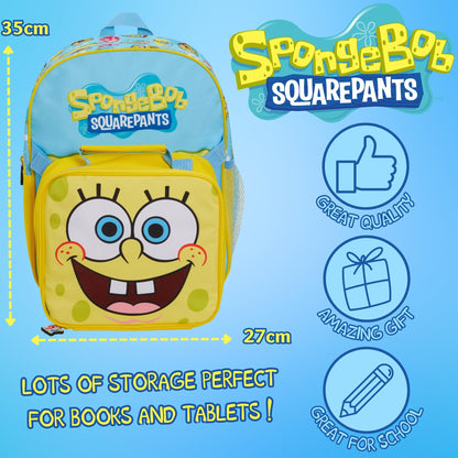 SpongeBob SquarePants Backpack + Detachable Lunch Bag Boys Girls School Rucksack
