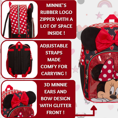 Minnie Mouse Girls Backpack Kids Disney School Nursery Rucksack Lunch Book Bag
