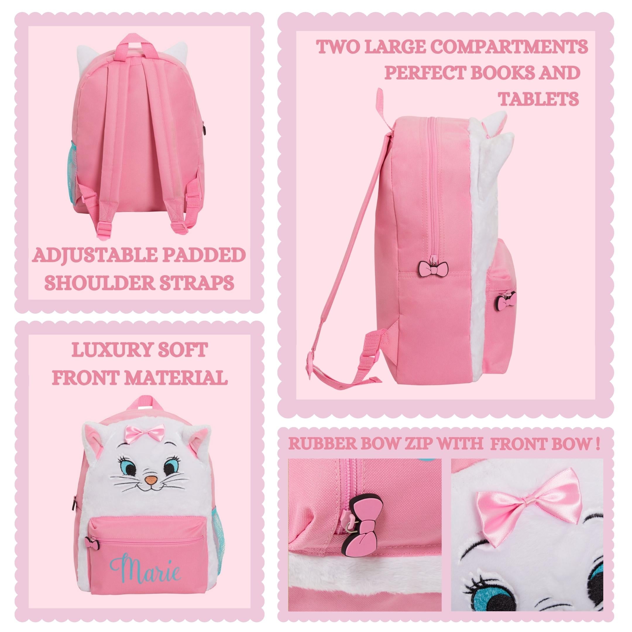 Aristocats Marie Plush Girls Backpack Kids Disney School Bag Cat  Lunch Book Bag