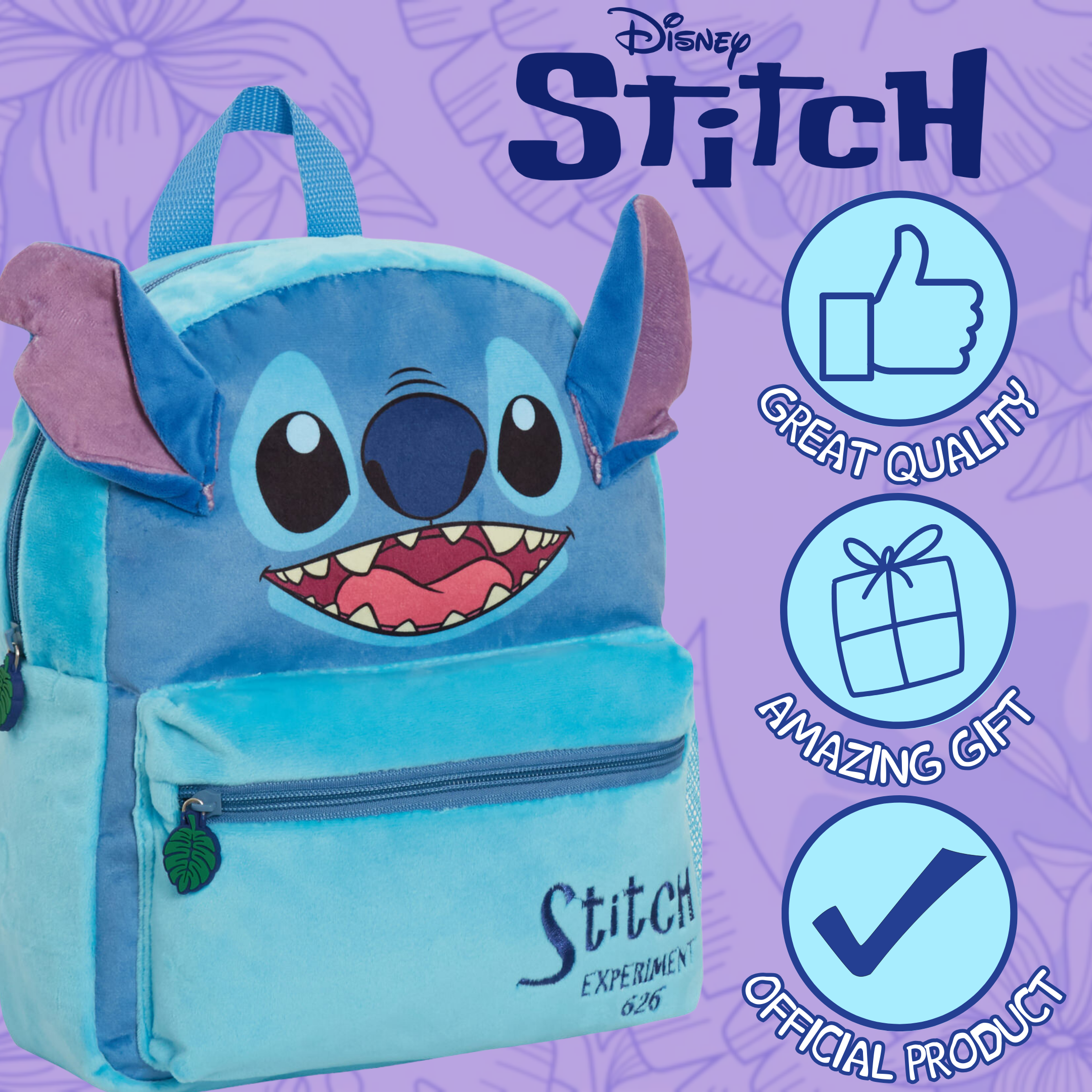 Disney Stitch Backpack Kids School Bag Girls Plush Rucksack 3D Lunch Book Bag