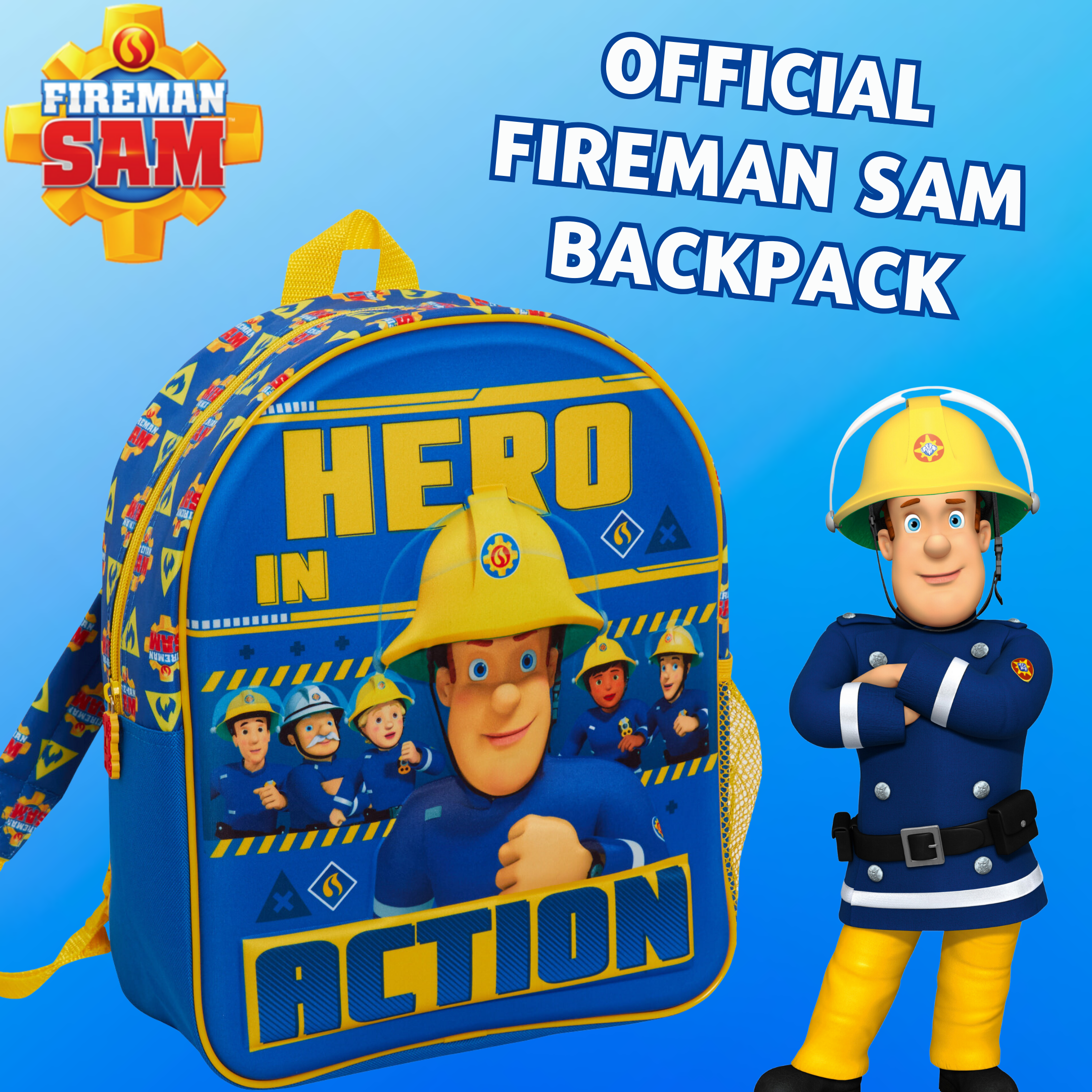 Fireman Sam Bag Boys Backpack Kids Firefighter Sports Rucksack School Lunch Bag
