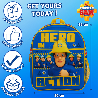 Fireman Sam Bag Boys Backpack Kids Firefighter Sports Rucksack School Lunch Bag