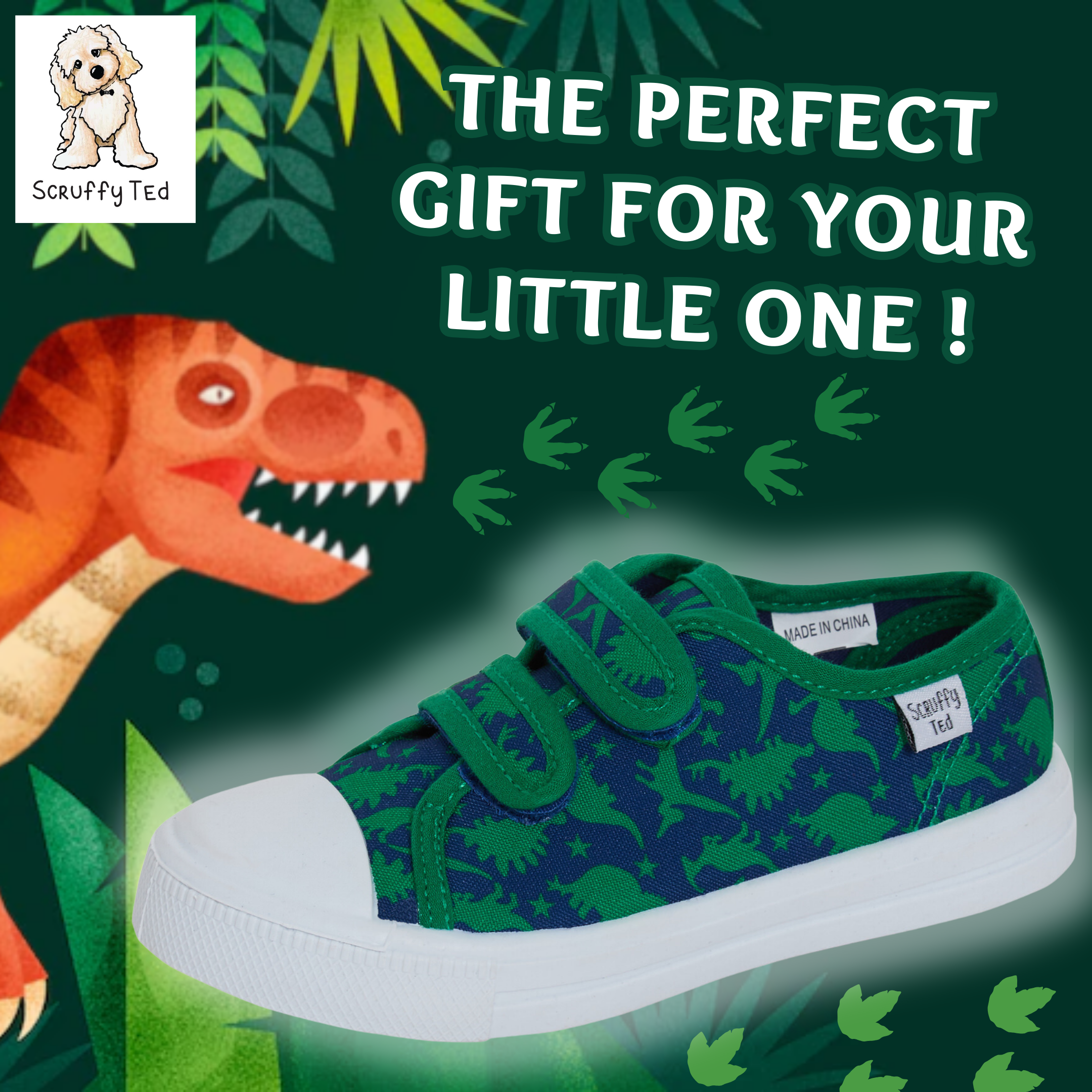 Boys Dinosaur Canvas Shoes Kids Dino Plimsolls Trainers Easy Fasten Casual Pumps