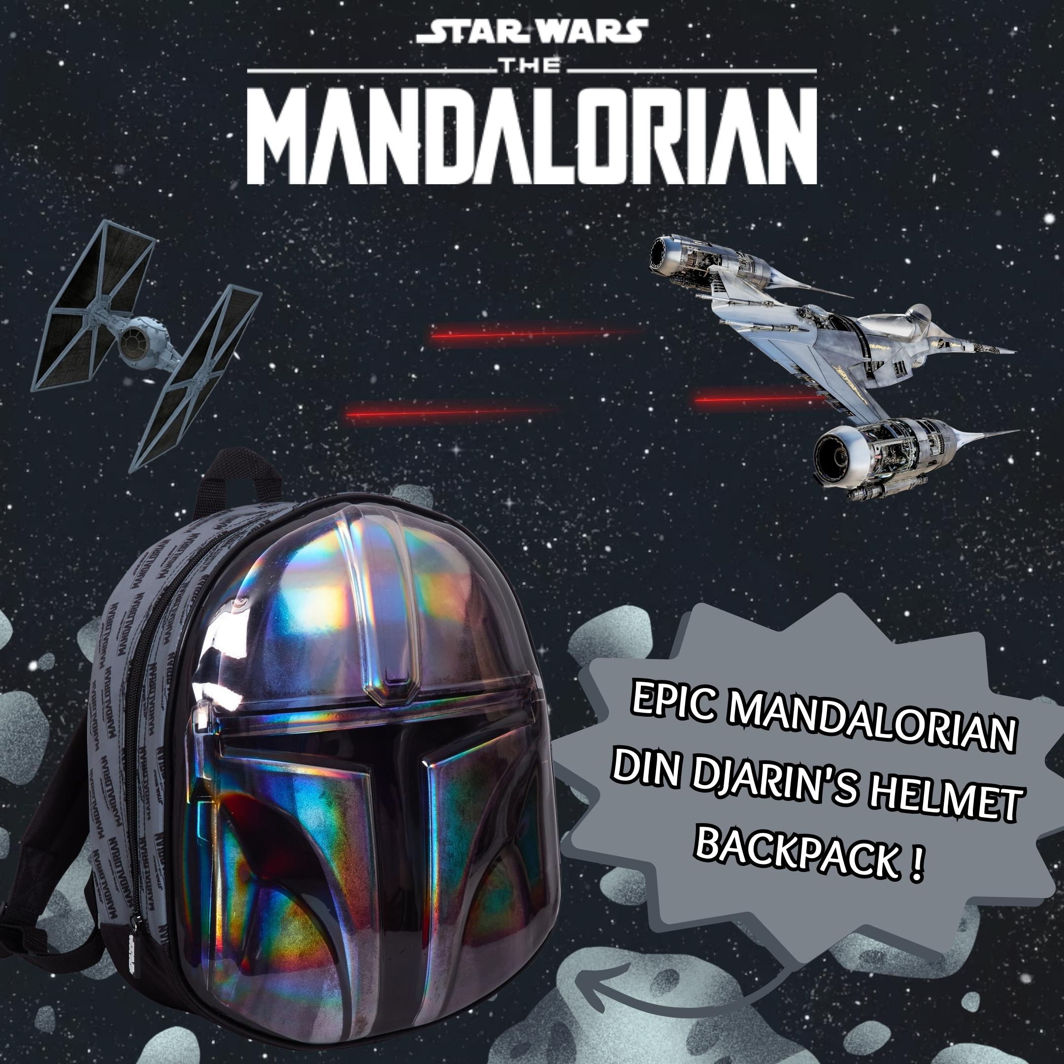 The Mandalorian Helmet Bag 3D Metallic Star Wars Backpack Kids School Travel Bag