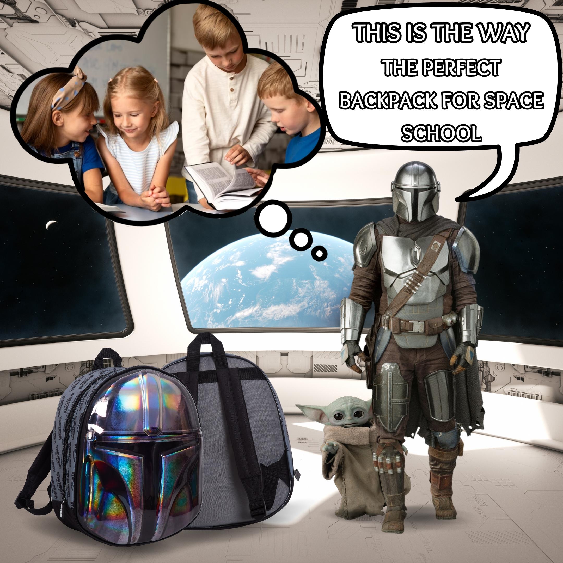 The Mandalorian Helmet Bag 3D Metallic Star Wars Backpack Kids School Travel Bag