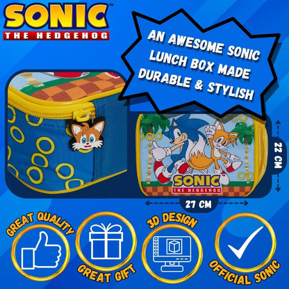 Sonic The Hedgehog Lunch Bag Sega Insulated Lunch Box for Kids School Cooler Bag