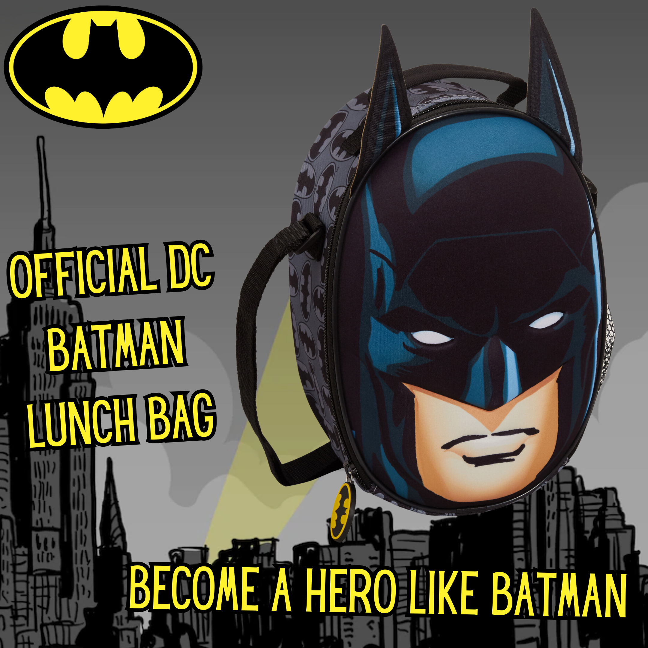 Boys Batman Lunch Bag 3D DC Comics Insulated Lunch Box Kids School Cooler Bag