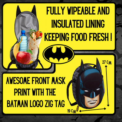 Boys Batman Lunch Bag 3D DC Comics Insulated Lunch Box Kids School Cooler Bag