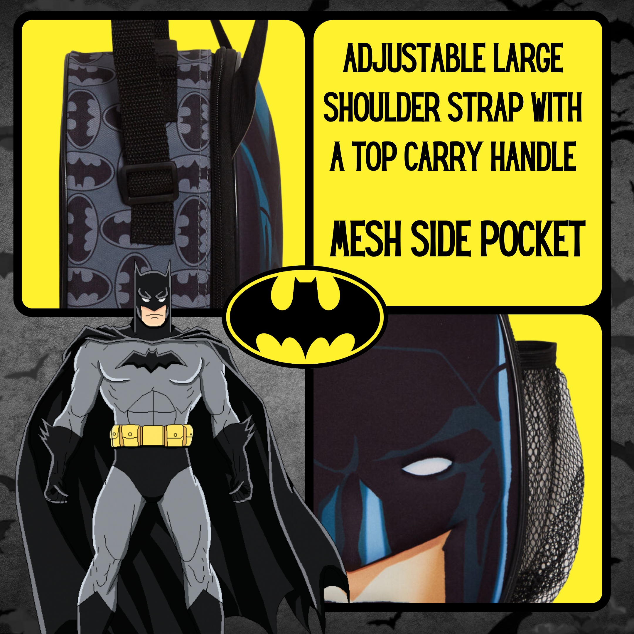 Boys Batman Lunch Bag 3D DC Comics Insulated Lunch Box Kids School Cooler Bag
